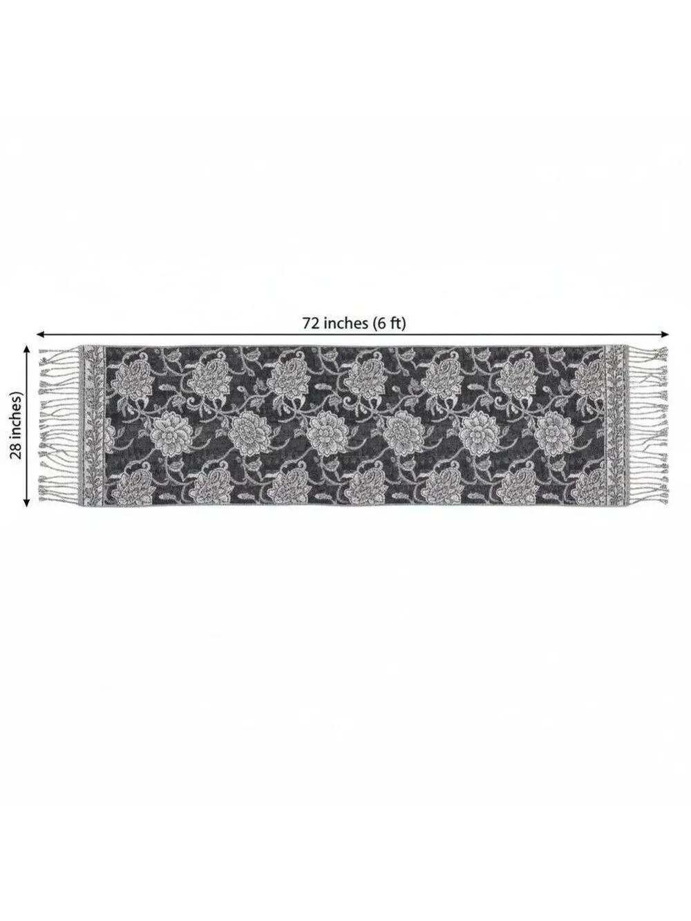 Black White Paisley Jacquard Scarf Shawl Fringe Boho Wrap Women 72x28